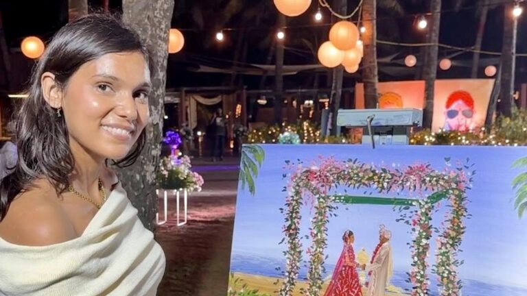 Chennai: Capturing the couple on canvas through live wedding painting