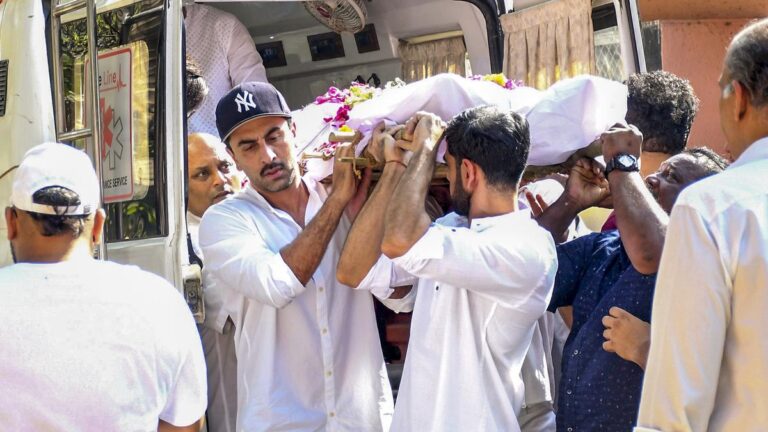 Ranbir Kapoor turns pallbearer at Deb Mukerjee’s funeral, Alia Bhatt, Jaya Bachchan pay last respects 